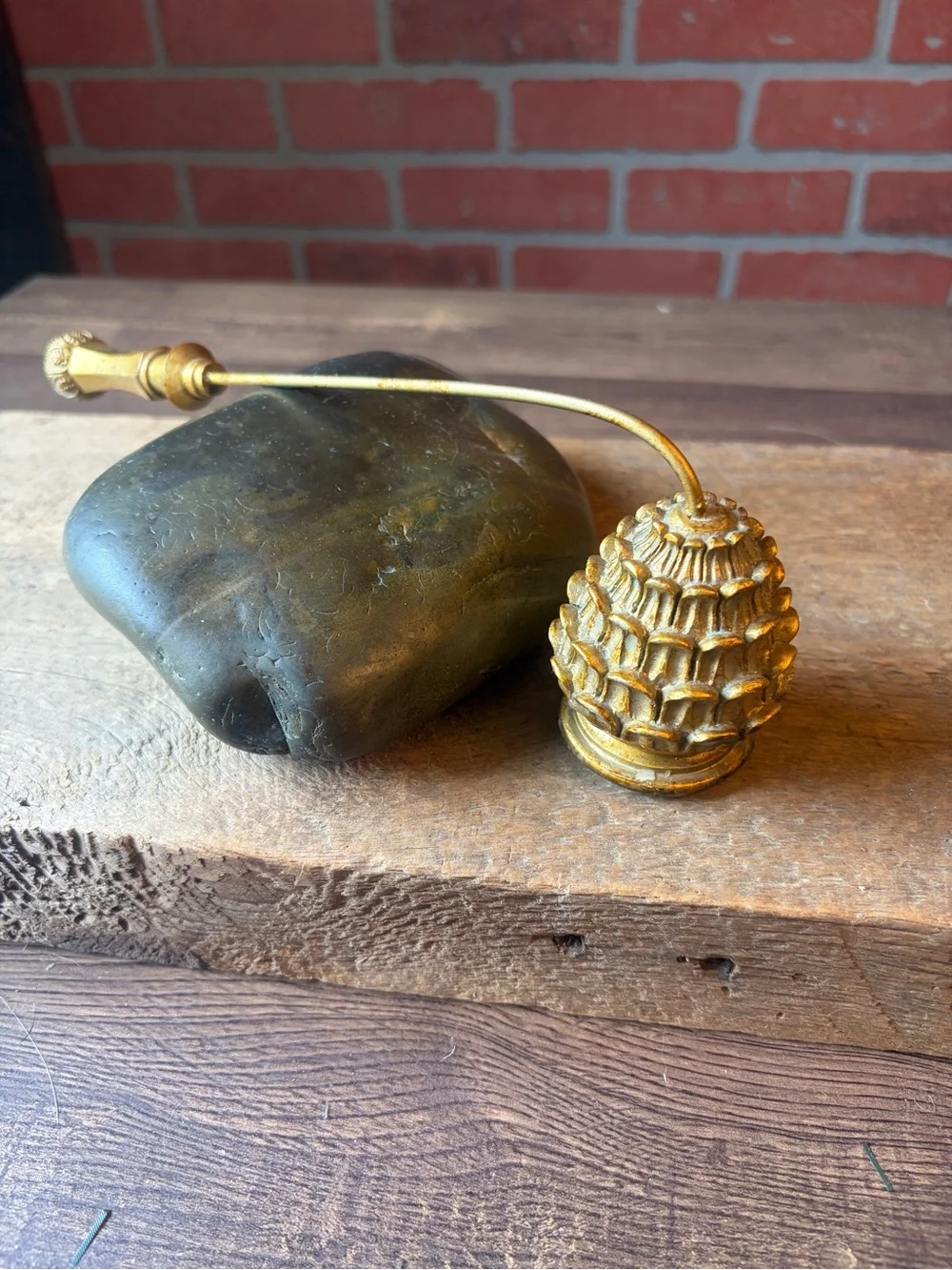 Vintage Heavy Brass Pineapple Candle Snuffer Long Handle Extinguisher